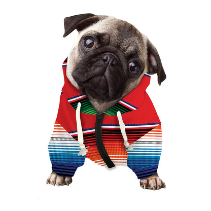 Vintage Mexican Serape Pattern Print Dog Zip Up Hoodie