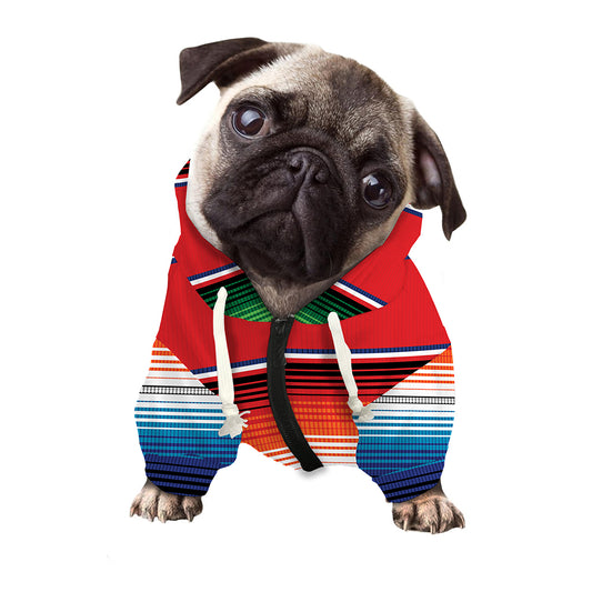 Vintage Mexican Serape Pattern Print Dog Zip Up Hoodie