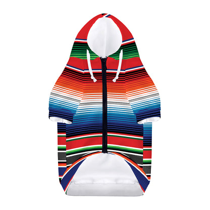 Vintage Mexican Serape Pattern Print Dog Zip Up Hoodie