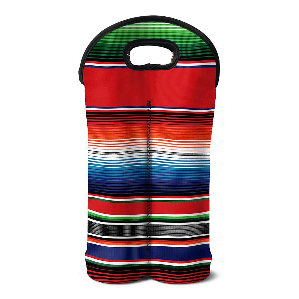 Vintage Mexican Serape Pattern Print Double Neoprene Wine Tote