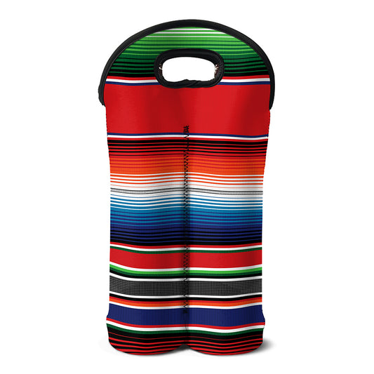Vintage Mexican Serape Pattern Print Double Neoprene Wine Tote