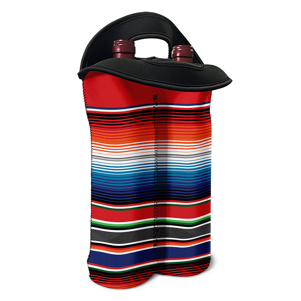 Vintage Mexican Serape Pattern Print Double Neoprene Wine Tote