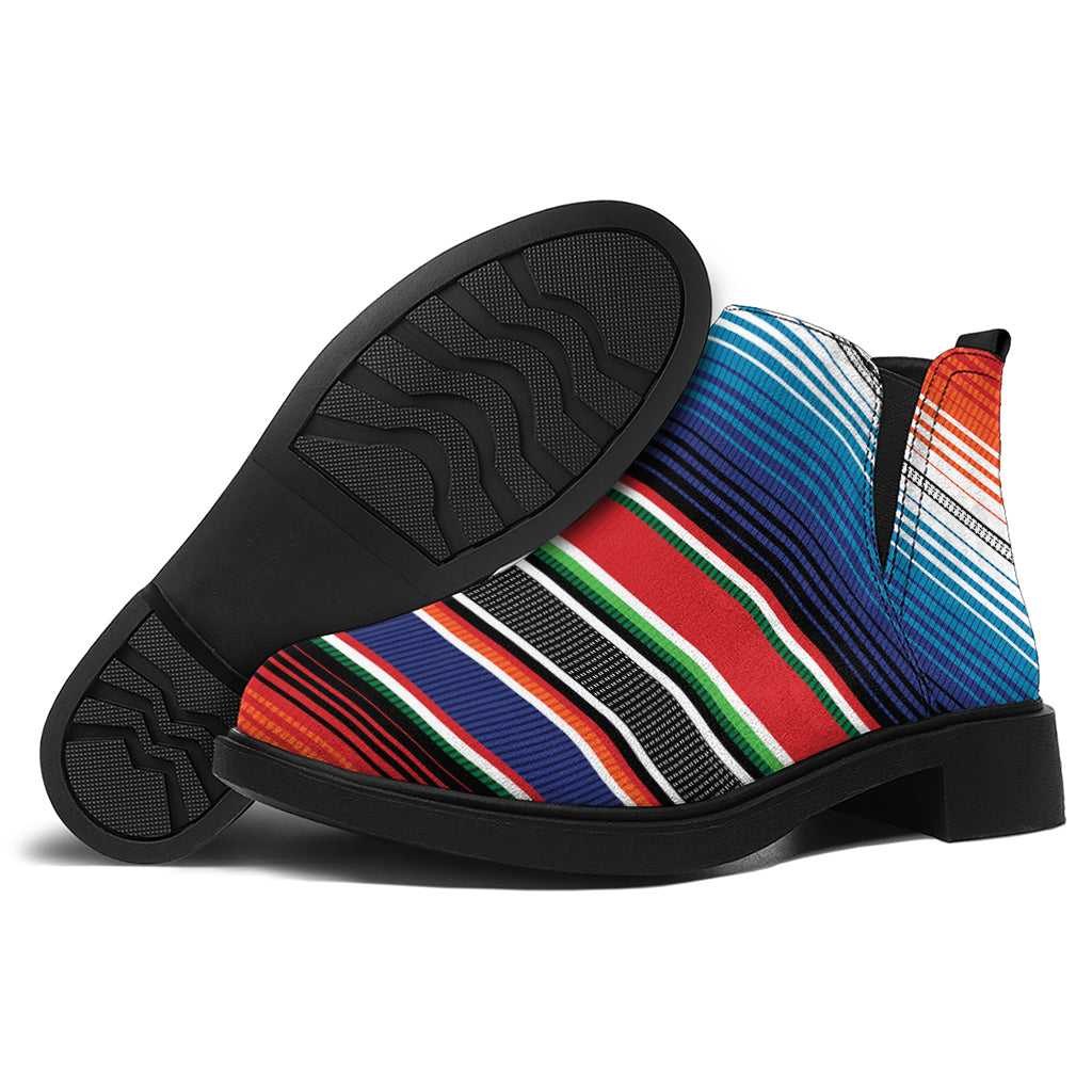 Vintage Mexican Serape Pattern Print Flat Ankle Boots