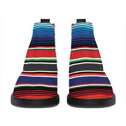 Vintage Mexican Serape Pattern Print Flat Ankle Boots