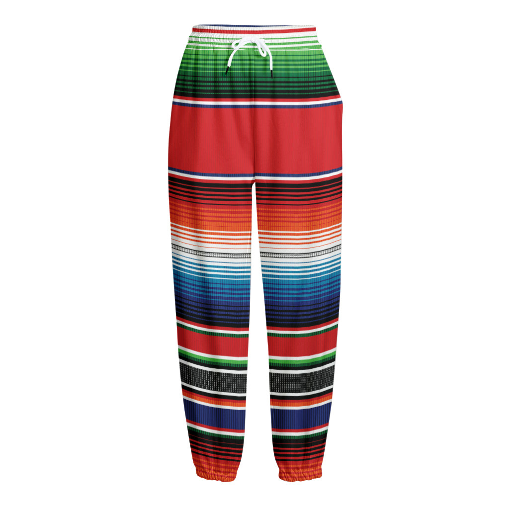 Vintage Mexican Serape Pattern Print Fleece Lined Knit Pants