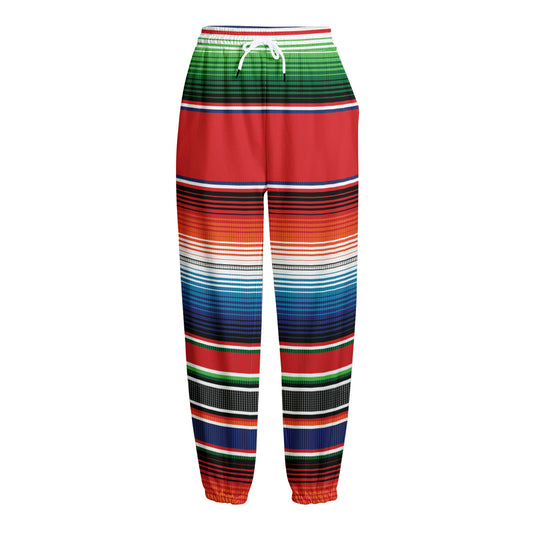 Vintage Mexican Serape Pattern Print Fleece Lined Knit Pants