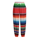 Vintage Mexican Serape Pattern Print Fleece Lined Knit Pants
