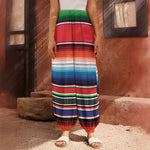 Vintage Mexican Serape Pattern Print Harem Pants