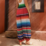 Vintage Mexican Serape Pattern Print Harem Pants