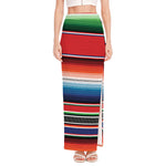 Vintage Mexican Serape Pattern Print High Slit Maxi Skirt