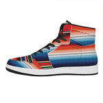 Vintage Mexican Serape Pattern Print High Top Leather Sneakers