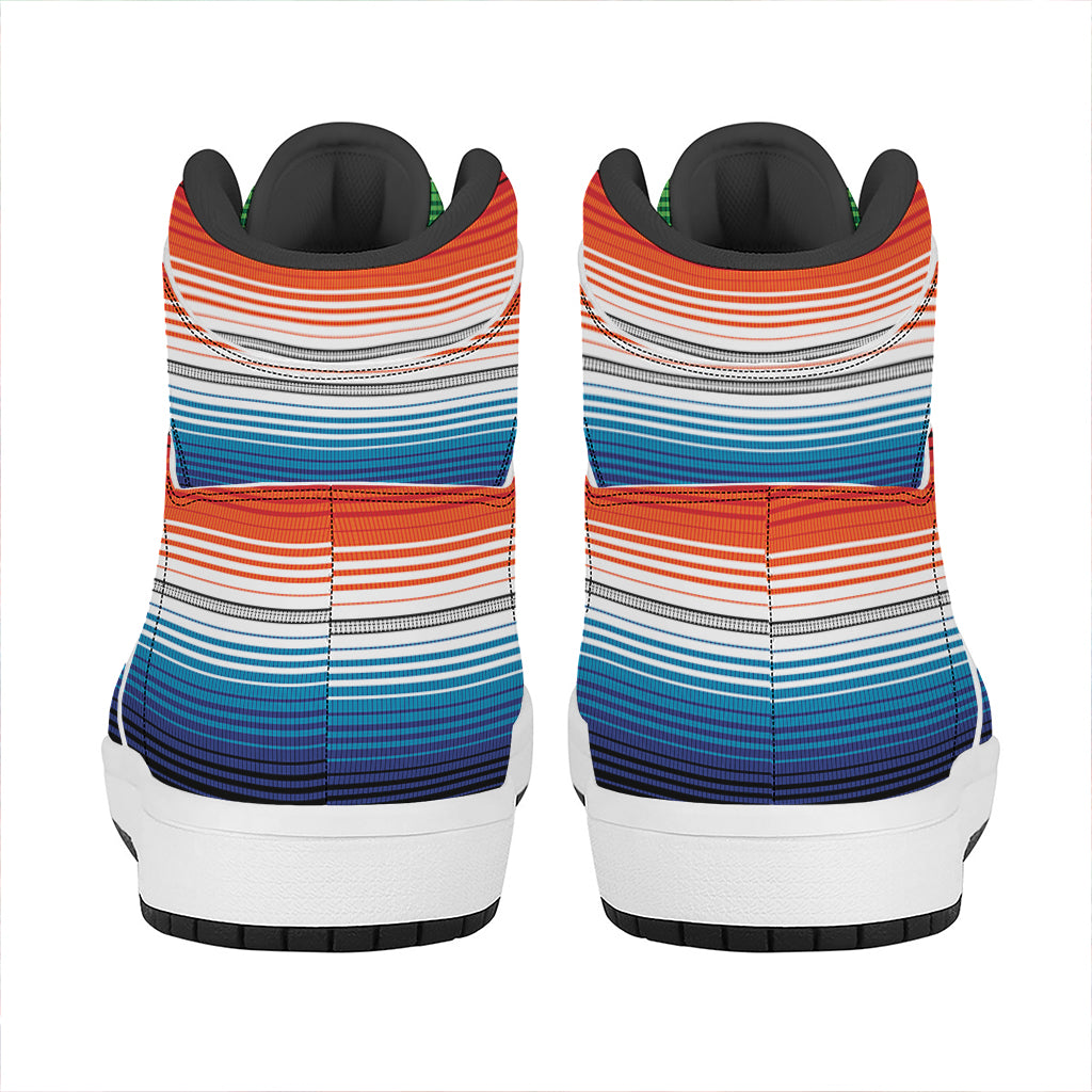 Vintage Mexican Serape Pattern Print High Top Leather Sneakers