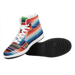 Vintage Mexican Serape Pattern Print High Top Leather Sneakers