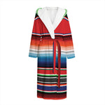 Vintage Mexican Serape Pattern Print Hooded Bathrobe