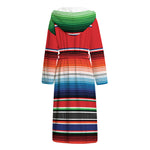 Vintage Mexican Serape Pattern Print Hooded Bathrobe
