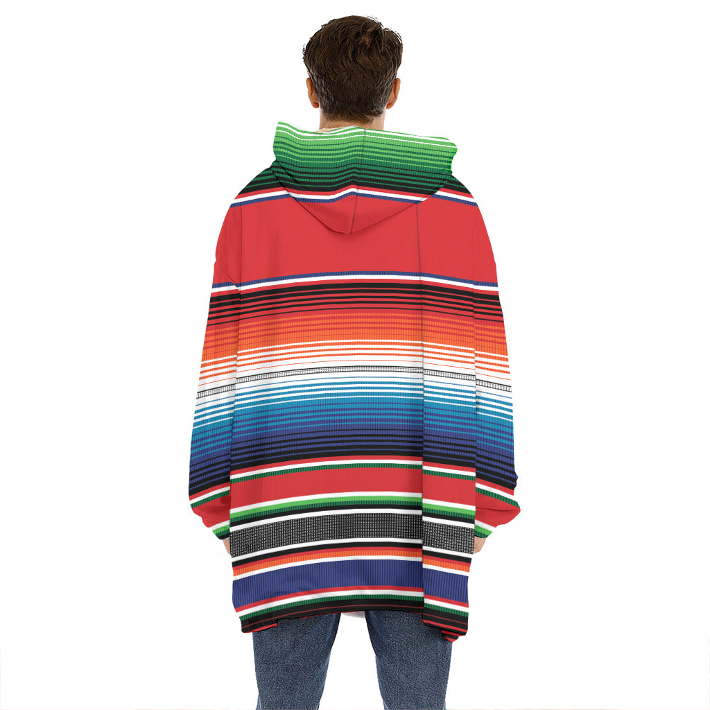 Vintage Mexican Serape Pattern Print Hoodie Blanket