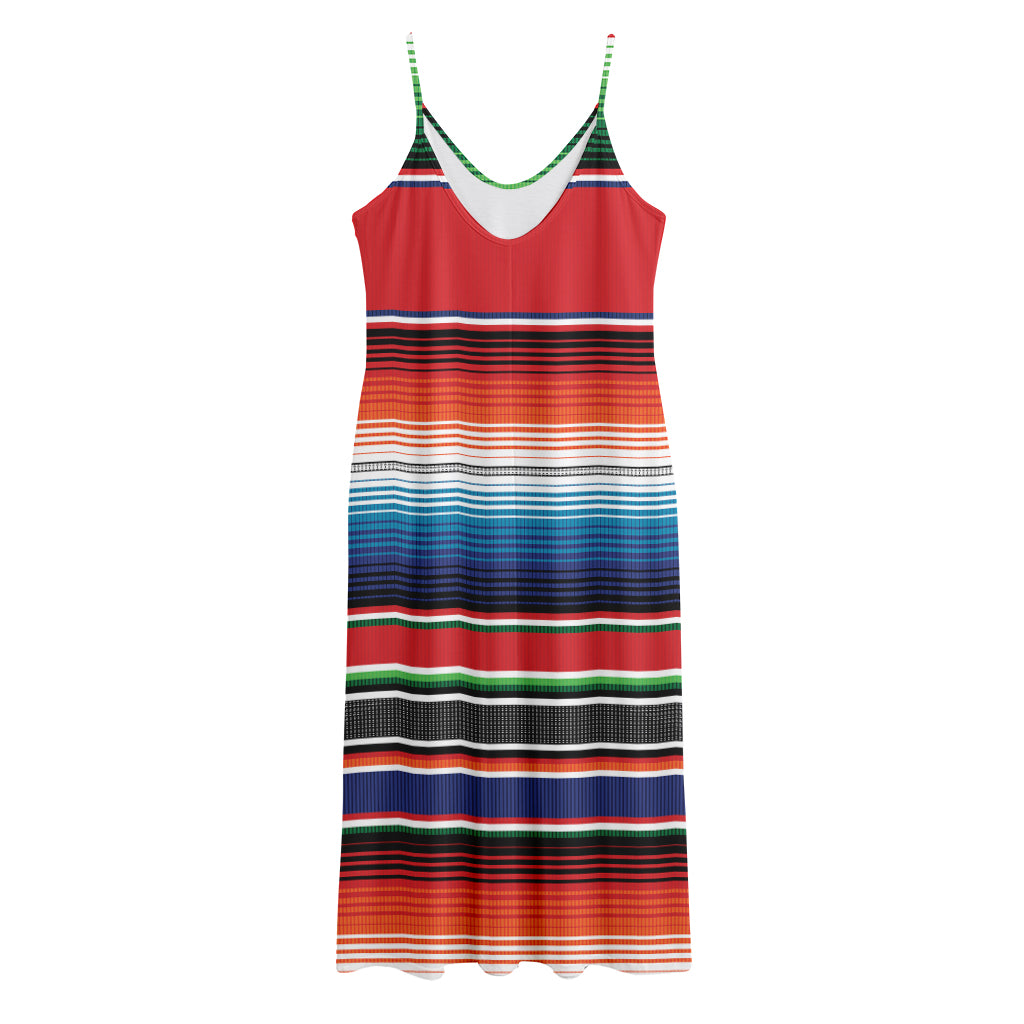 Vintage Mexican Serape Pattern Print Jersey Midi Cami Dress