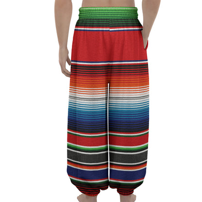 Vintage Mexican Serape Pattern Print Lantern Pants