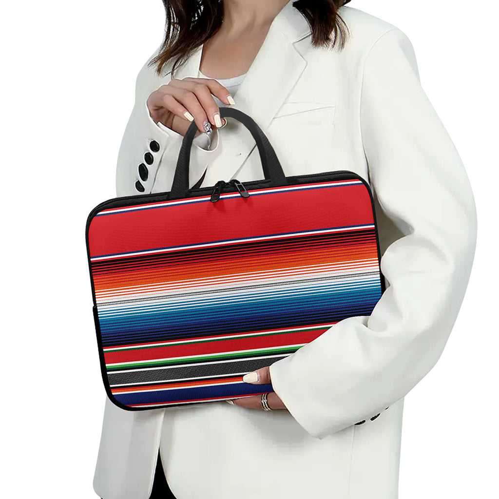 Vintage Mexican Serape Pattern Print Laptop Sleeve With Handle