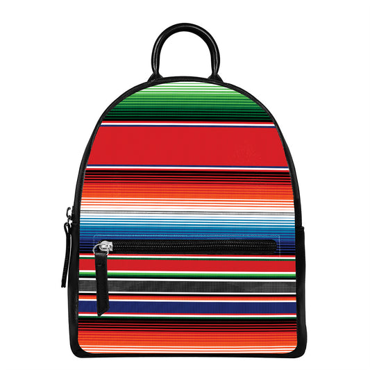 Vintage Mexican Serape Pattern Print Leather Backpack