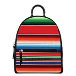 Vintage Mexican Serape Pattern Print Leather Backpack