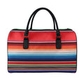 Vintage Mexican Serape Pattern Print Leather Duffel Bag