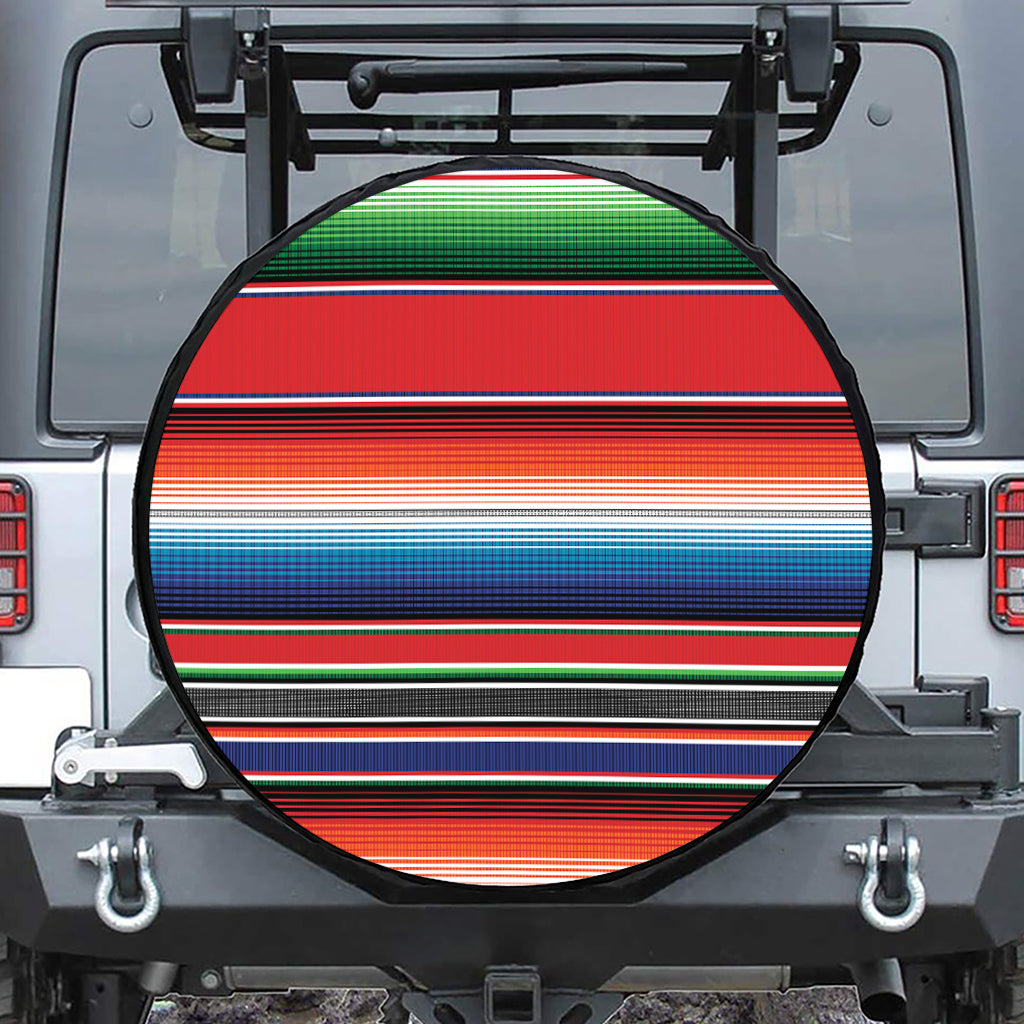 Vintage Mexican Serape Pattern Print Leather Spare Tire Cover