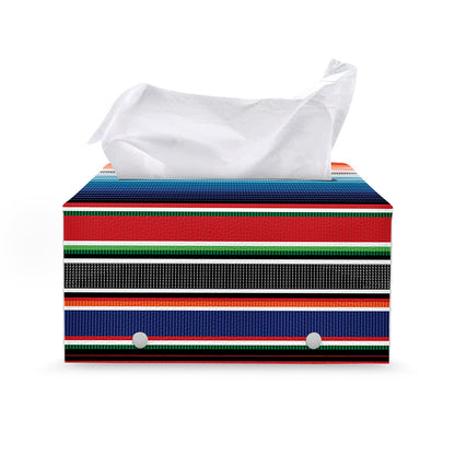 Vintage Mexican Serape Pattern Print Leather Tissue Box Cover