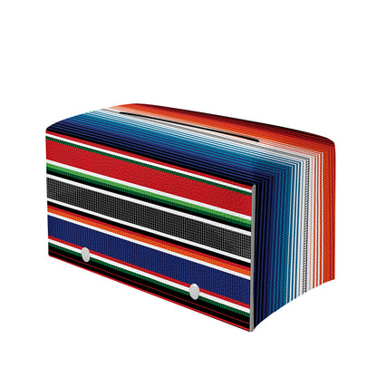 Vintage Mexican Serape Pattern Print Leather Tissue Box Cover
