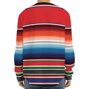 Vintage Mexican Serape Pattern Print Long Sleeve Baseball Jersey