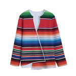 Vintage Mexican Serape Pattern Print Long Sleeve Short Coat