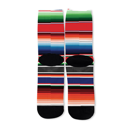 Vintage Mexican Serape Pattern Print Long Socks