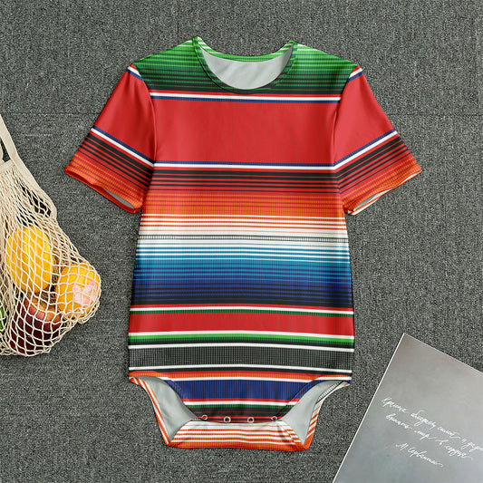 Vintage Mexican Serape Pattern Print Men's Bodysuit
