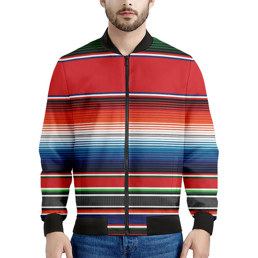 Vintage Mexican Serape Pattern Print Men's Bomber Jacket