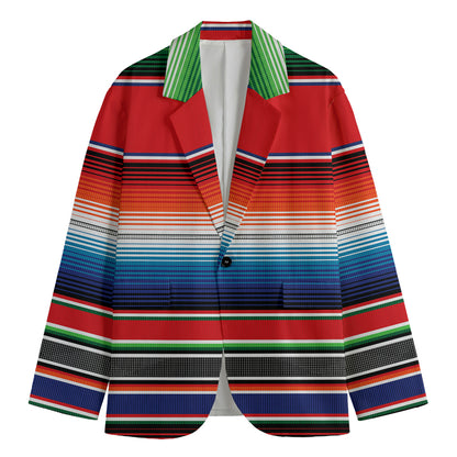 Vintage Mexican Serape Pattern Print Men's Cotton Blazer