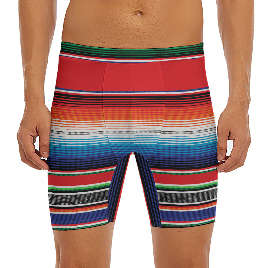 Vintage Mexican Serape Pattern Print Men's Long Boxer Briefs