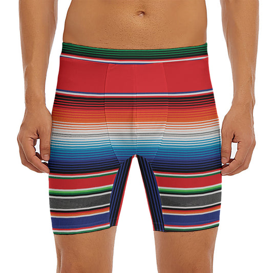 Vintage Mexican Serape Pattern Print Men's Long Boxer Briefs