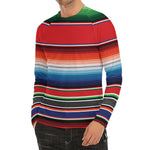 Vintage Mexican Serape Pattern Print Men's Long Sleeve Rash Guard