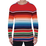 Vintage Mexican Serape Pattern Print Men's Long Sleeve T-Shirt