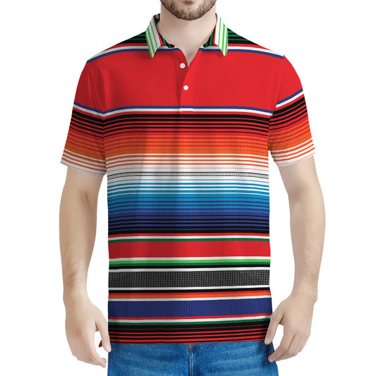 Vintage Mexican Serape Pattern Print Men's Polo Shirt