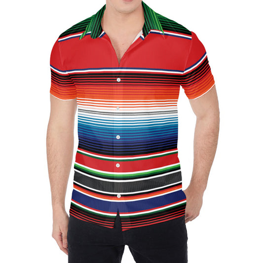 Vintage Mexican Serape Pattern Print Men's Shirt