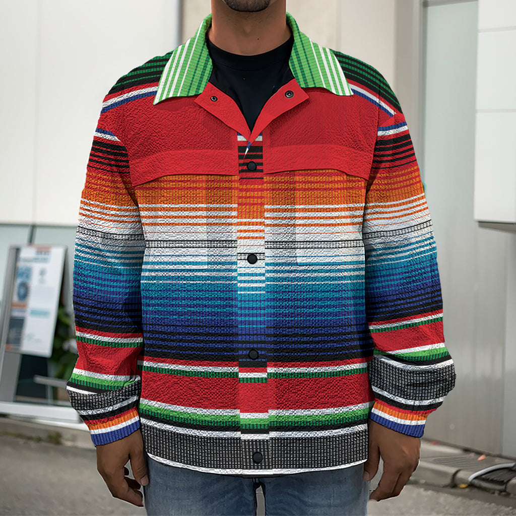 Vintage Mexican Serape Pattern Print Men's Shirt Jacket