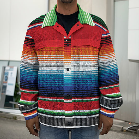 Vintage Mexican Serape Pattern Print Men's Shirt Jacket