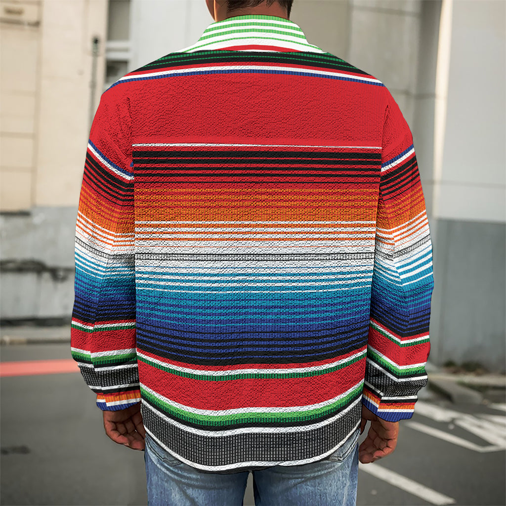 Vintage Mexican Serape Pattern Print Men's Shirt Jacket