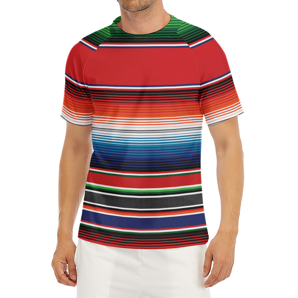 Vintage Mexican Serape Pattern Print Men's Short Sleeve Rash Guard