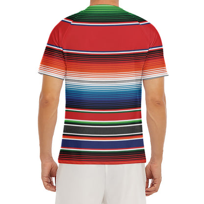 Vintage Mexican Serape Pattern Print Men's Short Sleeve Rash Guard