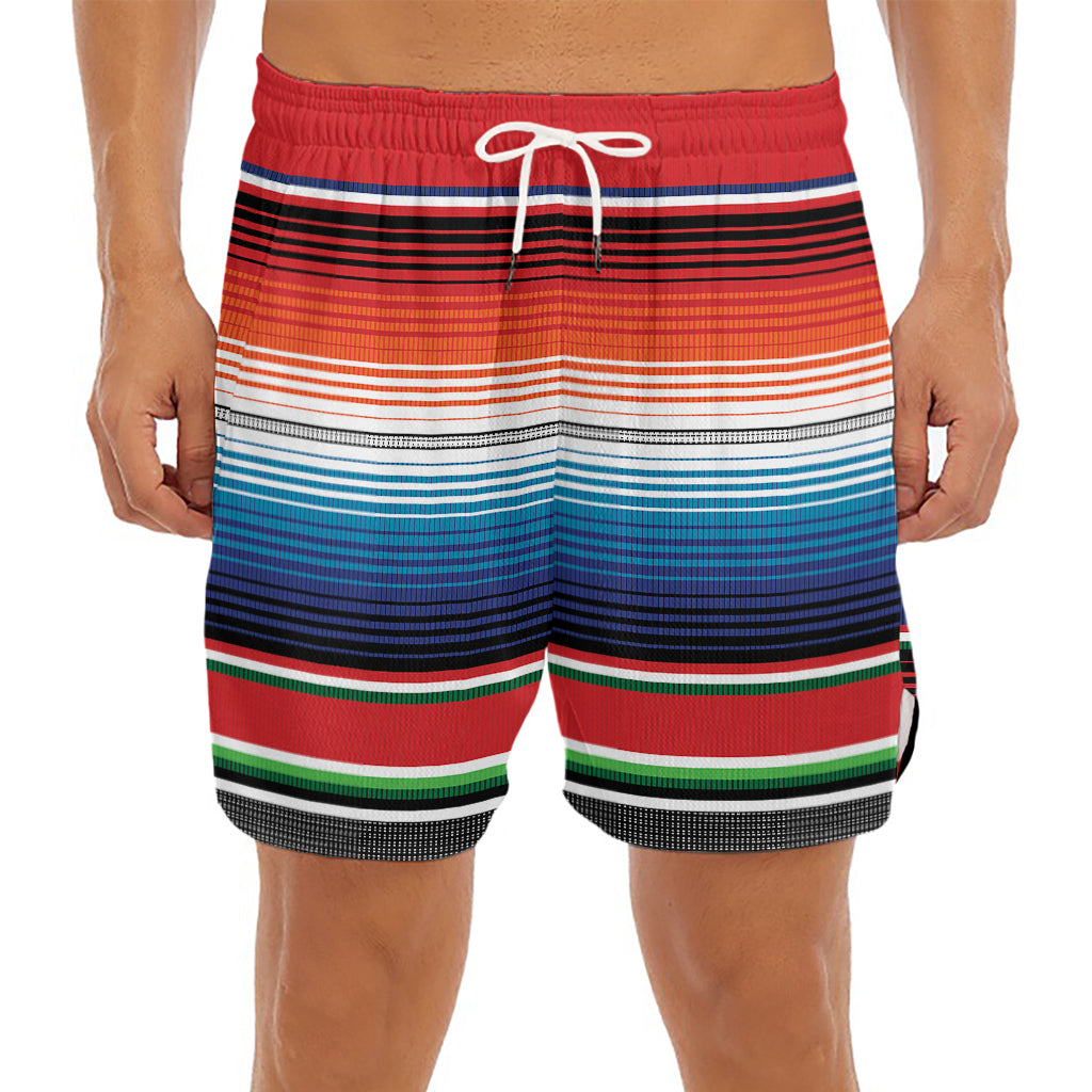 Vintage Mexican Serape Pattern Print Men's Split Running Shorts