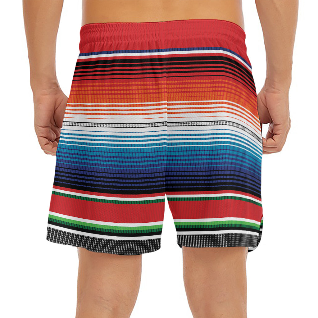 Vintage Mexican Serape Pattern Print Men's Split Running Shorts
