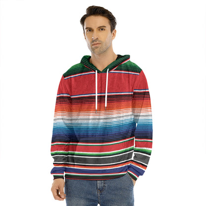 Vintage Mexican Serape Pattern Print Men's Velvet Pullover Hoodie