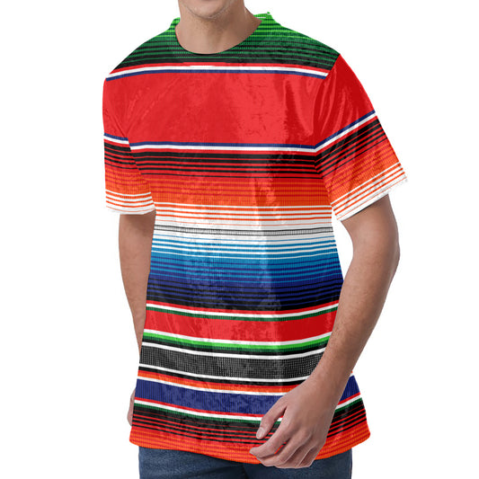 Vintage Mexican Serape Pattern Print Men's Velvet T-Shirt